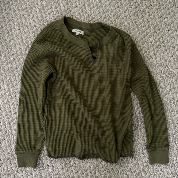 NWT Madewell Split Neck Waffle Long Sleeve - Picture 2 of 4